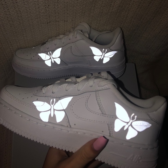 butterfly reflective air force ones